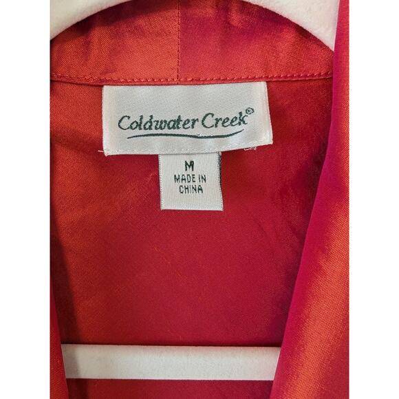 Coldwater Creek Womens Iridescent Orange Silk Wrap Blouse Size M Sleeveless - Picture 5 of 10
